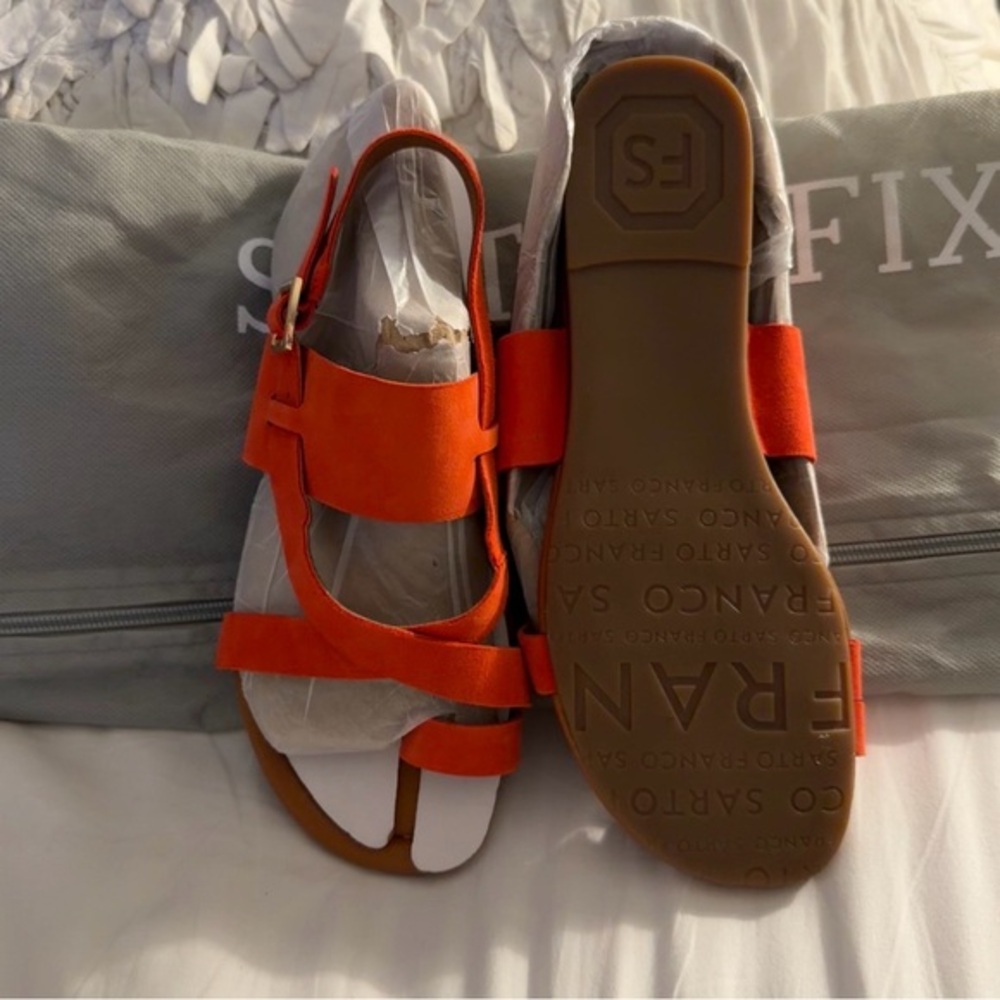 Sarto by Franco Sarto Gia Suede Wrap Sandals | Coral | 6.5 | NWT